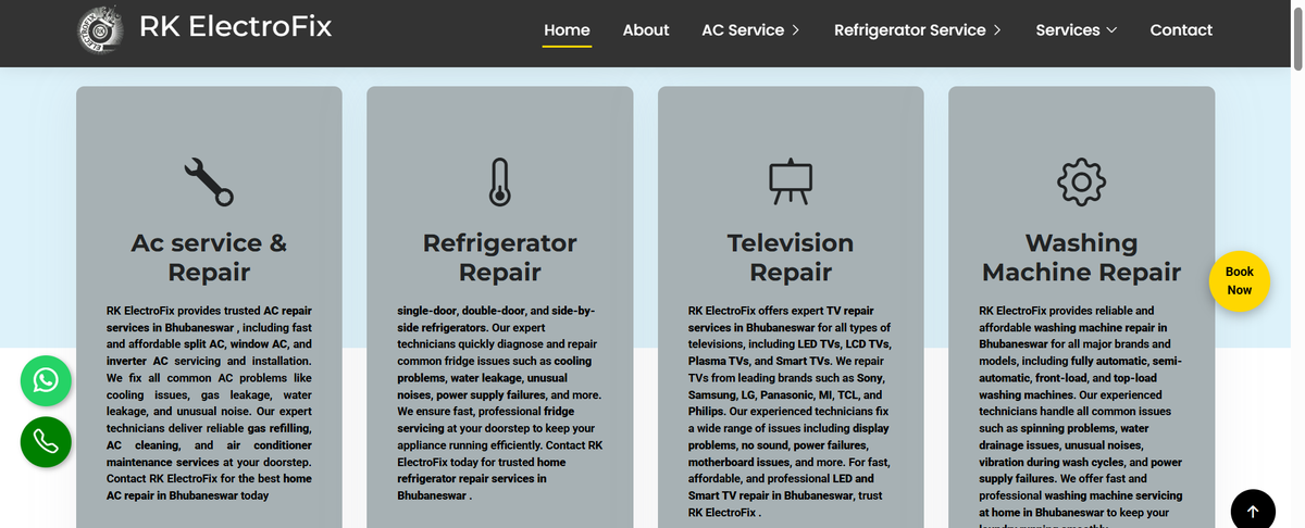 RK Electrofix AC service page